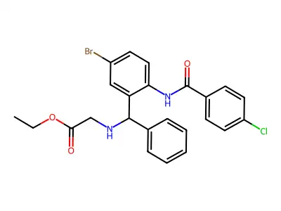 Ethyl 2-[[[5-bromo-2-[(4-chlorobenzoyl)amino]phenyl]-phenylmethyl]amino]acetate structure