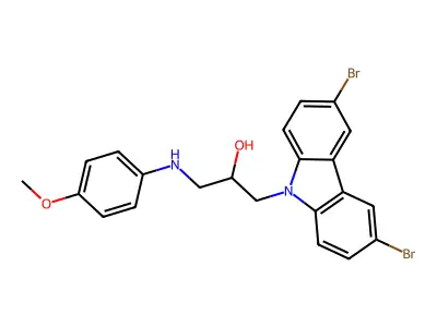 1-(3,6-dibromo-9H-carbazol-9-yl)-3-[(4-methoxyphenyl)amino]propan-2-ol structure