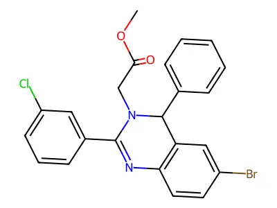methyl 2-[6-bromo-2-(3-chlorophenyl)-4-phenyl-4H-quinazolin-3-yl]acetate structure