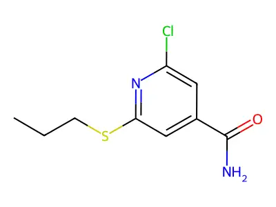 2-Chloro-6-propylsulfanylpyridine-4-carboxamide structure