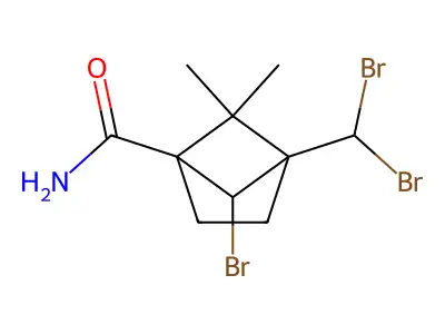 6-Bromo-4-(dibromomethyl)-5,5-dimethylbicyclo[2.1.1]hexane-1-carboxamide structure