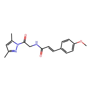 (E)-N-[2-(3,5-dimethylpyrazol-1-yl)-2-oxoethyl]-3-(4-methoxyphenyl)prop-2-enamide structure