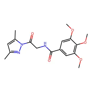 N-[2-(3,5-dimethylpyrazol-1-yl)-2-oxoethyl]-3,4,5-trimethoxybenzamide structure