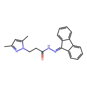3-(3,5-dimethyl-1H-pyrazol-1-yl)-N'-(9H-fluoren-9-ylidene)propanehydrazide structure