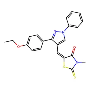 (5Z)-5-{[3-(4-ethoxyphenyl)-1-phenyl-1H-pyrazol-4-yl]methylidene}-3-methyl-2-thioxo-1,3-thiazolidin-4-one structure