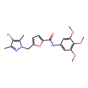 5-[(4-bromo-3,5-dimethylpyrazol-1-yl)methyl]-N-(3,4,5-trimethoxyphenyl)furan-2-carboxamide structure