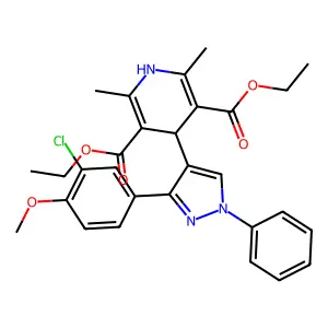 diethyl 4-[3-(3-chloro-4-methoxyphenyl)-1-phenyl-1H-pyrazol-4-yl]-2,6-dimethyl-1,4-dihydropyridine-3,5-dicarboxylate structure