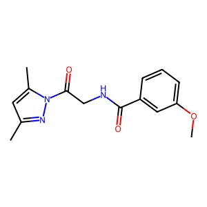 N-[2-(3,5-dimethylpyrazol-1-yl)-2-oxoethyl]-3-methoxybenzamide structure
