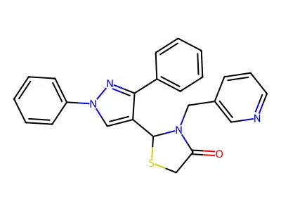 2-(1,3-Diphenyl-1H-pyrazol-4-yl)-3-pyridin-3-ylmethyl-thiazolidin-4-one structure