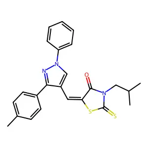 (5Z)-5-{[3-(4-methylphenyl)-1-phenyl-1H-pyrazol-4-yl]methylidene}-3-(2-methylpropyl)-2-thioxo-1,3-thiazolidin-4-one structure