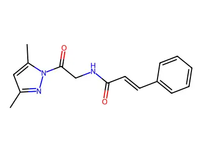(E)-N-[2-(3,5-dimethylpyrazol-1-yl)-2-oxoethyl]-3-phenylprop-2-enamide structure