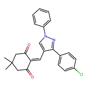 2-{[3-(4-chlorophenyl)-1-phenyl-1H-pyrazol-4-yl]methylidene}-5,5-dimethylcyclohexane-1,3-dione structure