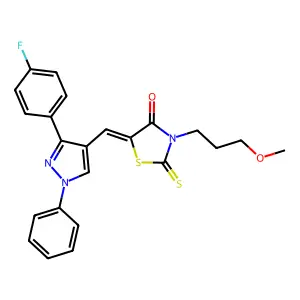 (5Z)-5-{[3-(4-fluorophenyl)-1-phenyl-1H-pyrazol-4-yl]methylidene}-3-(3-methoxypropyl)-2-thioxo-1,3-thiazolidin-4-one structure