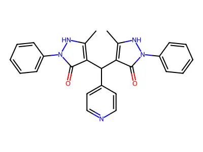 4,4'-(Pyridin-4-ylmethylene)bis(3-methyl-1-phenyl-1h-pyrazol-5-ol) structure