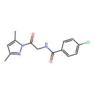 4-chloro-N-[2-(3,5-dimethylpyrazol-1-yl)-2-oxoethyl]benzamide structure
