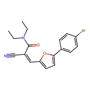 (E)-3-[5-(4-bromophenyl)furan-2-yl]-2-cyano-N,N-diethylprop-2-enamide structure