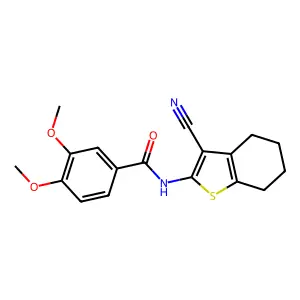 N-(3-cyano-4,5,6,7-tetrahydro-1-benzothiophen-2-yl)-3,4-dimethoxybenzamide structure
