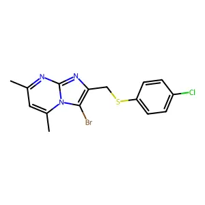 3-Bromo-2-(((4-chlorophenyl)thio)methyl)-5,7-dimethylimidazo[1,2-a]pyrimidine structure
