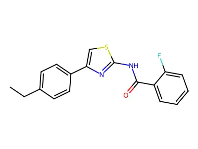 N-[4-(4-ethylphenyl)-1,3-thiazol-2-yl]-2-fluorobenzamide structure