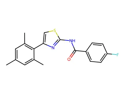 4-fluoro-N-[4-(2,4,6-trimethylphenyl)-1,3-thiazol-2-yl]benzamide structure