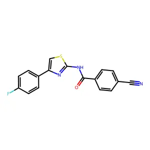 4-cyano-N-[4-(4-fluorophenyl)-1,3-thiazol-2-yl]benzamide structure