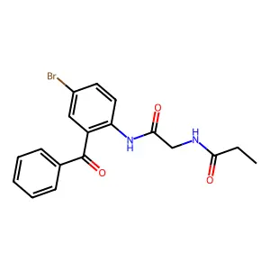 N-(2-((2-benzoyl-4-bromophenyl)amino)-2-oxoethyl)propionamide structure