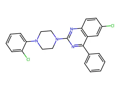 6-Chloro-2-[4-(2-chlorophenyl)piperazin-1-yl]-4-phenylquinazoline structure