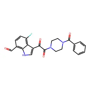 Piperazine, 1-benzoyl-4-[(4-fluoro-7-formyl-1H-indol-3-yl)oxoacetyl]- structure