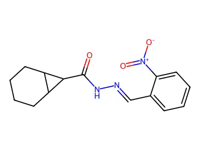 N-[(E)-(2-nitrophenyl)methylideneamino]bicyclo[4.1.0]heptane-7-carboxamide structure