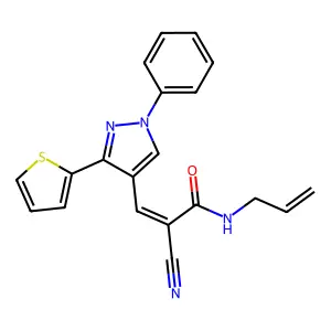 (Z)-2-cyano-3-(1-phenyl-3-thiophen-2-ylpyrazol-4-yl)-N-prop-2-enylprop-2-enamide structure
