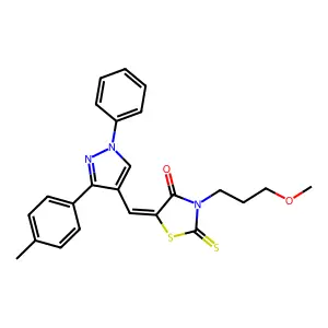 (5Z)-3-(3-methoxypropyl)-5-{[3-(4-methylphenyl)-1-phenyl-1H-pyrazol-4-yl]methylidene}-2-thioxo-1,3-thiazolidin-4-one structure