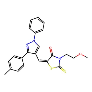 (5Z)-3-(2-methoxyethyl)-5-{[3-(4-methylphenyl)-1-phenyl-1H-pyrazol-4-yl]methylidene}-2-thioxo-1,3-thiazolidin-4-one structure
