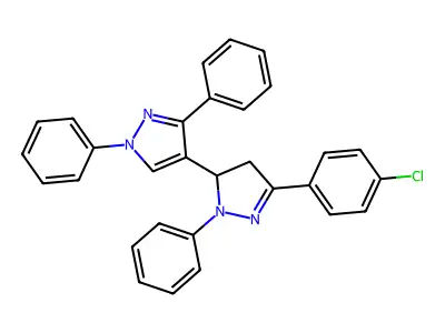 5-(4-chlorophenyl)-1',2,3'-triphenyl-3,4-dihydro-1'H,2H-3,4'-bipyrazole structure