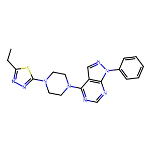 2-ethyl-5-[4-(1-phenylpyrazolo[3,4-d]pyrimidin-4-yl)piperazin-1-yl]-1,3,4-thiadiazole structure
