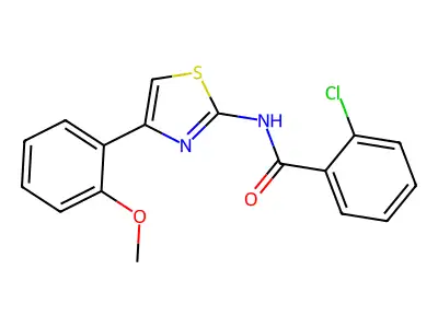 2-chloro-N-(4-(2-methoxyphenyl)thiazol-2-yl)benzamide structure
