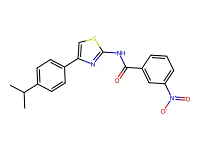 N-(4-(4-isopropylphenyl)thiazol-2-yl)-3-nitrobenzamide structure