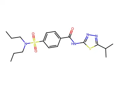 4-(N,N-dipropylsulfamoyl)-N-(5-isopropyl-1,3,4-thiadiazol-2-yl)benzamide structure