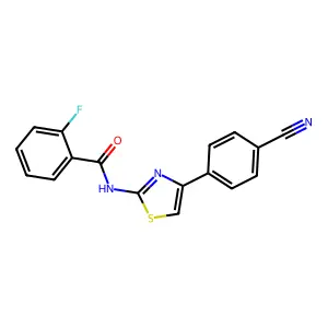 N-(4-(4-cyanophenyl)thiazol-2-yl)-2-fluorobenzamide structure