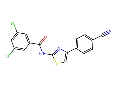 3,5-dichloro-N-[4-(4-cyanophenyl)-1,3-thiazol-2-yl]benzamide structure
