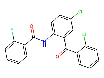 N-[4-chloro-2-(2-chlorobenzoyl)phenyl]-2-fluorobenzamide structure