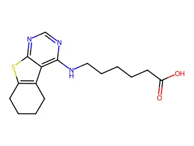 6-(5,6,7,8-Tetrahydro[1]benzothieno[2,3-d]pyrimidin-4-ylamino)hexanoic acid structure