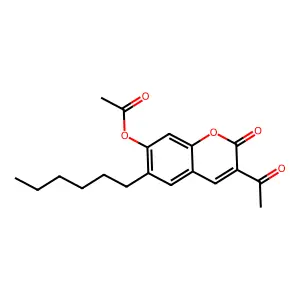3-acetyl-6-hexyl-2-oxo-2H-chromen-7-yl acetate structure