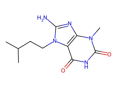 8-Amino-7-isopentyl-3-methyl-1H-purine-2,6(3H,7H)-dione structure