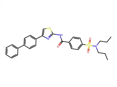 N-(4-([1,1'-biphenyl]-4-yl)thiazol-2-yl)-4-(N,N-dipropylsulfamoyl)benzamide structure