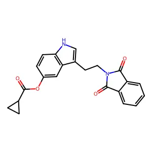 3-(2-(1,3-dioxoisoindolin-2-yl)ethyl)-1H-indol-5-yl cyclopropanecarboxylate structure