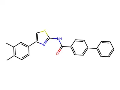 N-(4-(3,4-dimethylphenyl)thiazol-2-yl)-[1,1'-biphenyl]-4-carboxamide structure