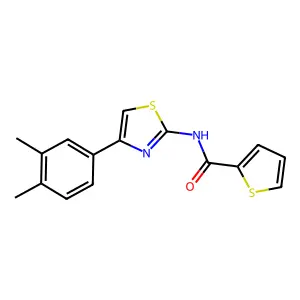 N-[4-(3,4-dimethylphenyl)-1,3-thiazol-2-yl]thiophene-2-carboxamide structure