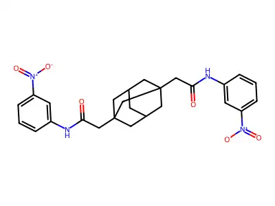 2-[3-[2-(3-nitroanilino)-2-oxoethyl]-1-adamantyl]-N-(3-nitrophenyl)acetamide structure
