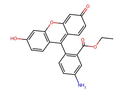 Benzoic acid, 5-amino-2-(6-hydroxy-3-oxo-3H-xanthen-9-yl)-, ethyl ester structure