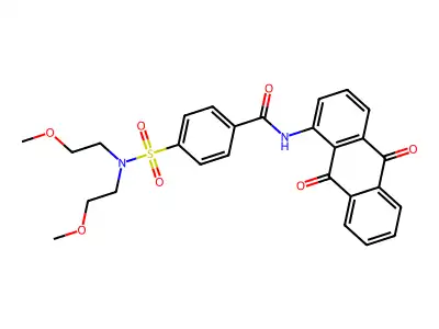 4-[bis(2-methoxyethyl)sulfamoyl]-N-(9,10-dioxoanthracen-1-yl)benzamide structure